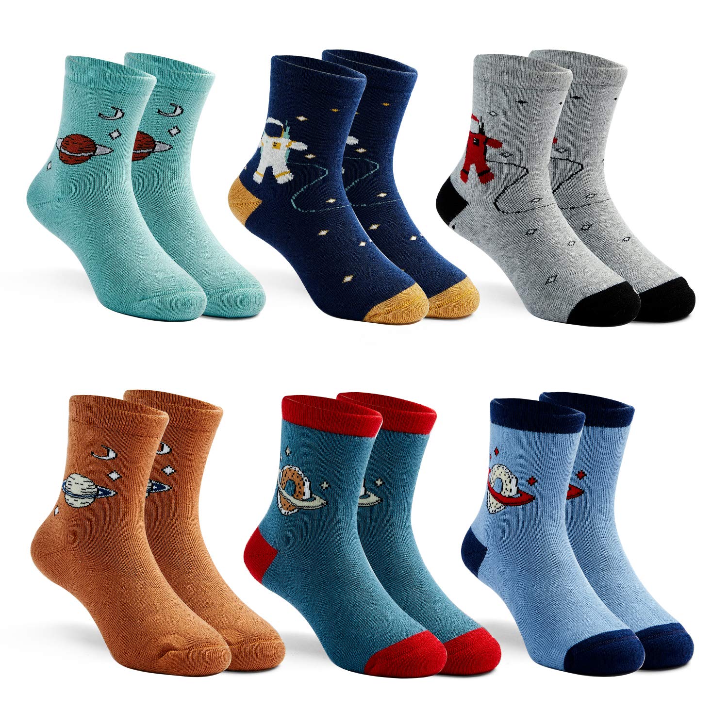 Howjojo Big Boys Winter Warm Socks Kids Cotton Crew Socks Cartoon Space Socks 6 WBCBBB08FG2S1J7