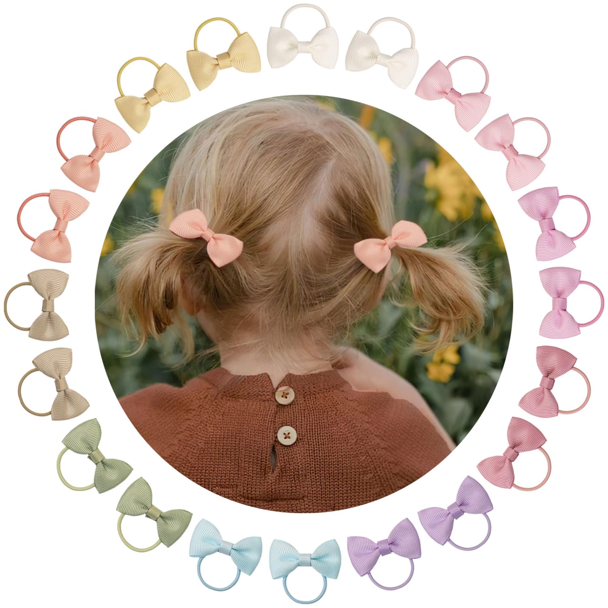 C  Llot Durable Hand-Sewn Tiny 2-Inch Hair Bows With Rubber Bands - Ponytail Holders And Gifts For Baby Girls, Infants, Toddlers