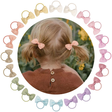 C  Llot Durable Hand-Sewn Tiny 2-Inch Hair Bows With Rubber Bands - Ponytail Holders And Gifts For Baby Girls, Infants, Toddlers