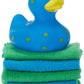 Cribmates Rubber Duck With Washcloths, Blue/Yellow Dots