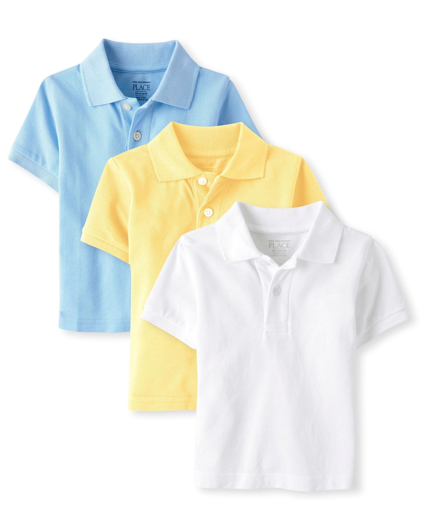 The Children'S Place,Baby Boys,Multipack Short Sleeve Pique Polos,Yellow/White/Brook 3-Pack,18 Months-24 Months