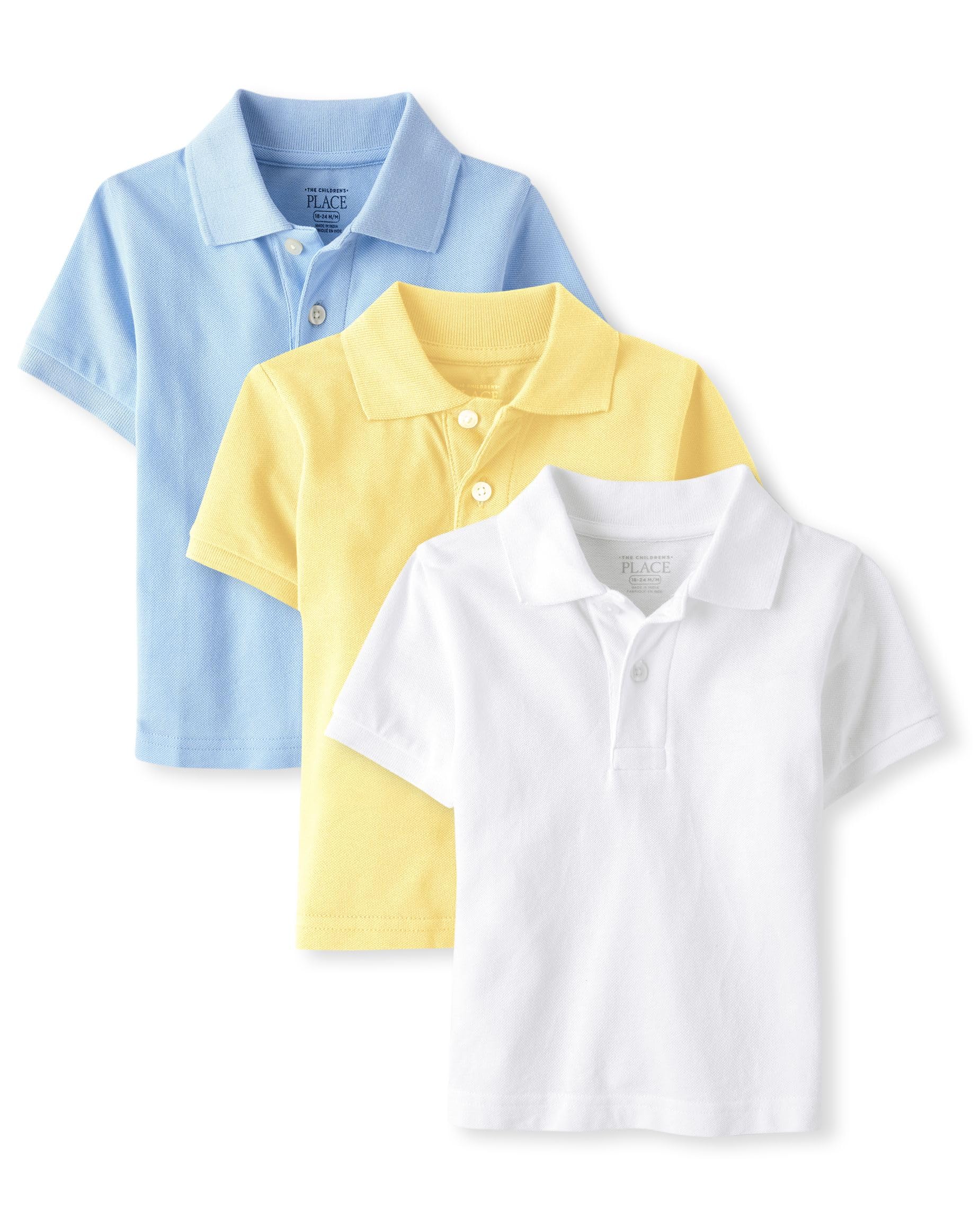 The Children'S Place,Baby Boys,Multipack Short Sleeve Pique Polos,Yellow/White/Brook 3-Pack,18 Months-24 Months