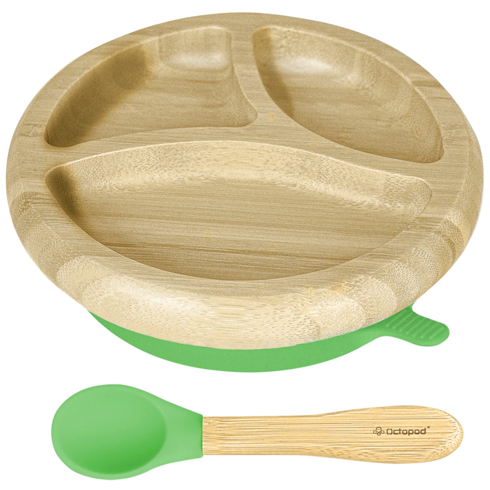 Abiie Octopod Bamboo Dish - Kids Plates For 4 Months And Up, 3-Compart – Cutebab