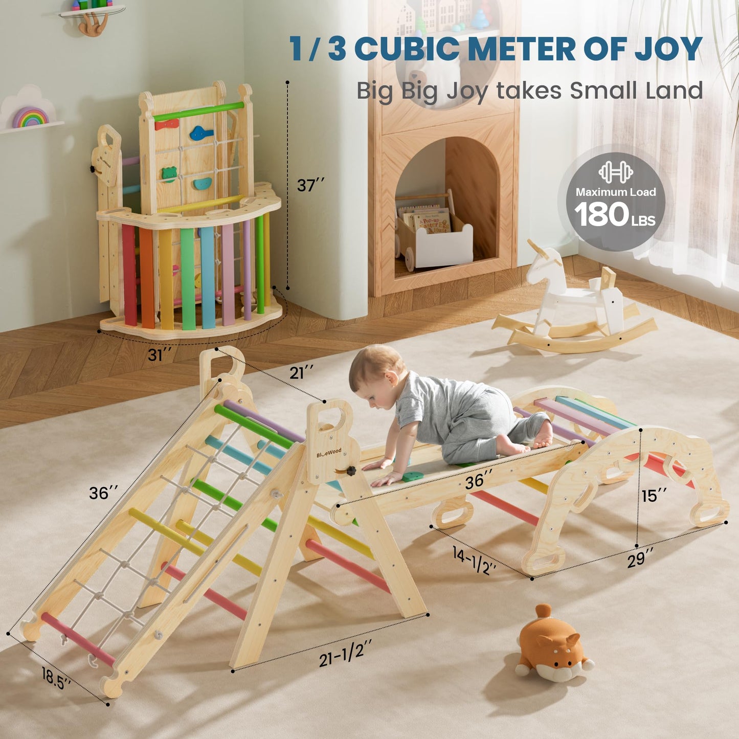 Bluewood 2024 8 In 1 Pikler Triangle Climbing Set Montessori Climbing Set Toddler Climbing Toys Indoor Baby Jungle Gym Pikler Cl