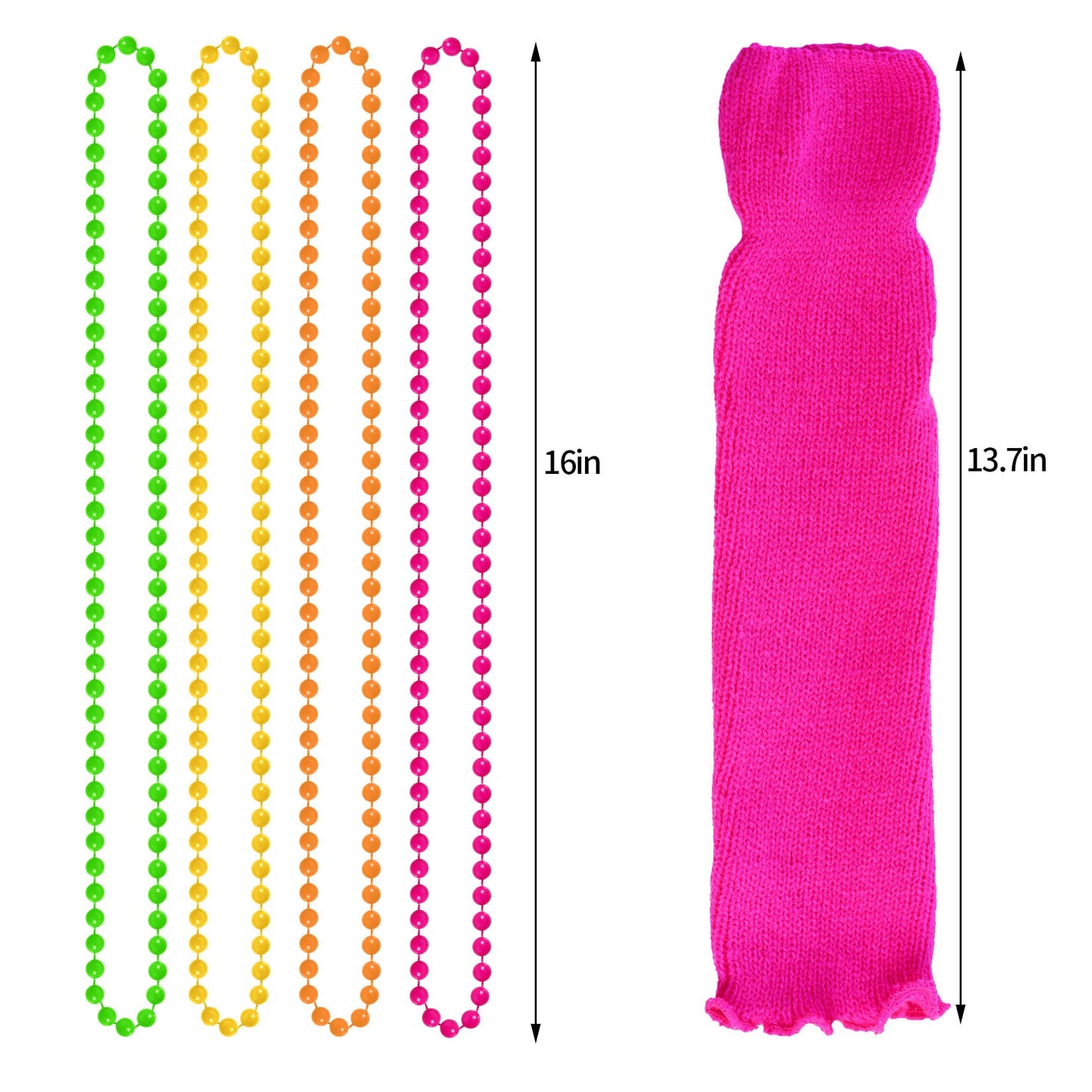 Miayon 6 In 1 80S Costume Accessories For Kids 1980S Fancy Outfits And Tutu Set For 80S Retro Theme Cosplay Party For Girl(Rainb