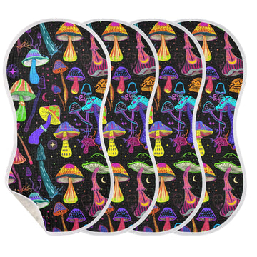 J JOYSAY Mushroom Stars Dark Baby Burp Cloths for Boys Girls Large 22x11 Cotton 4 Layer Burping Cloths for Babies Unisex one