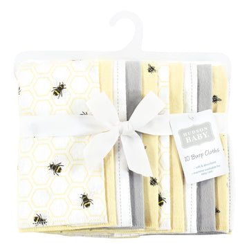 Hudson Baby Unisex Baby Flannel Burp Cloth 10Pk, Honey Bee, One Size