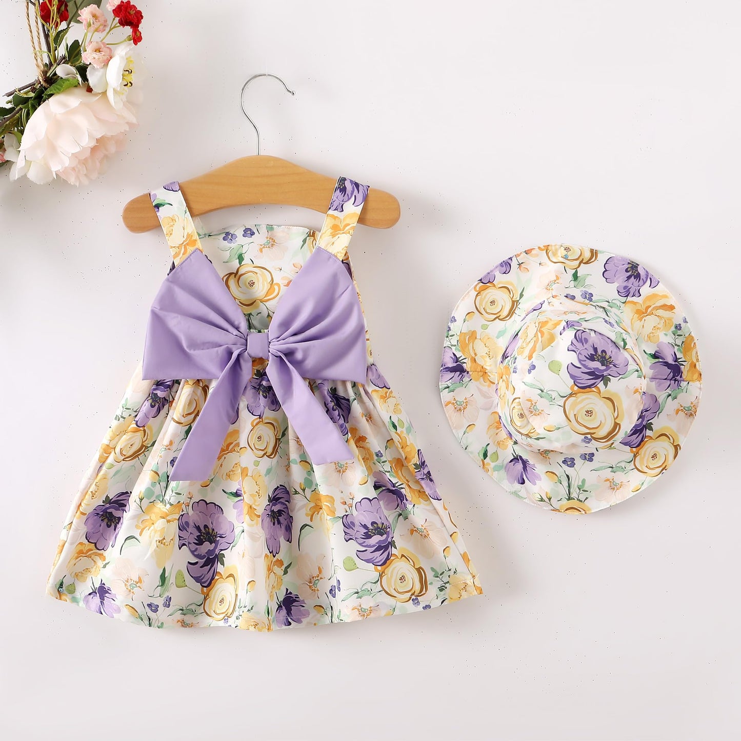 Baby Girl Clothes Summer Purple Dress Infant Boho Short Sleeve Dresses Floral Baby Outfit Baby Girl Gifts 3-6 Month Girl Clothes