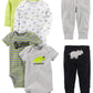 Simple Joys Baby Boys 6 piece Little Character sets Sleepwear, Green/Grey Rhino, 0-3 Months