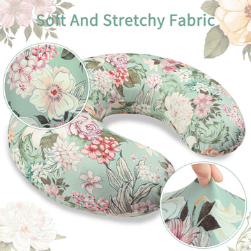Hnhuaming Nursing Pillow Cover For Baby Girls Boys, Green Breastfeeding Pillow Cover, Stretchy Removable Feeding Pillow Case For