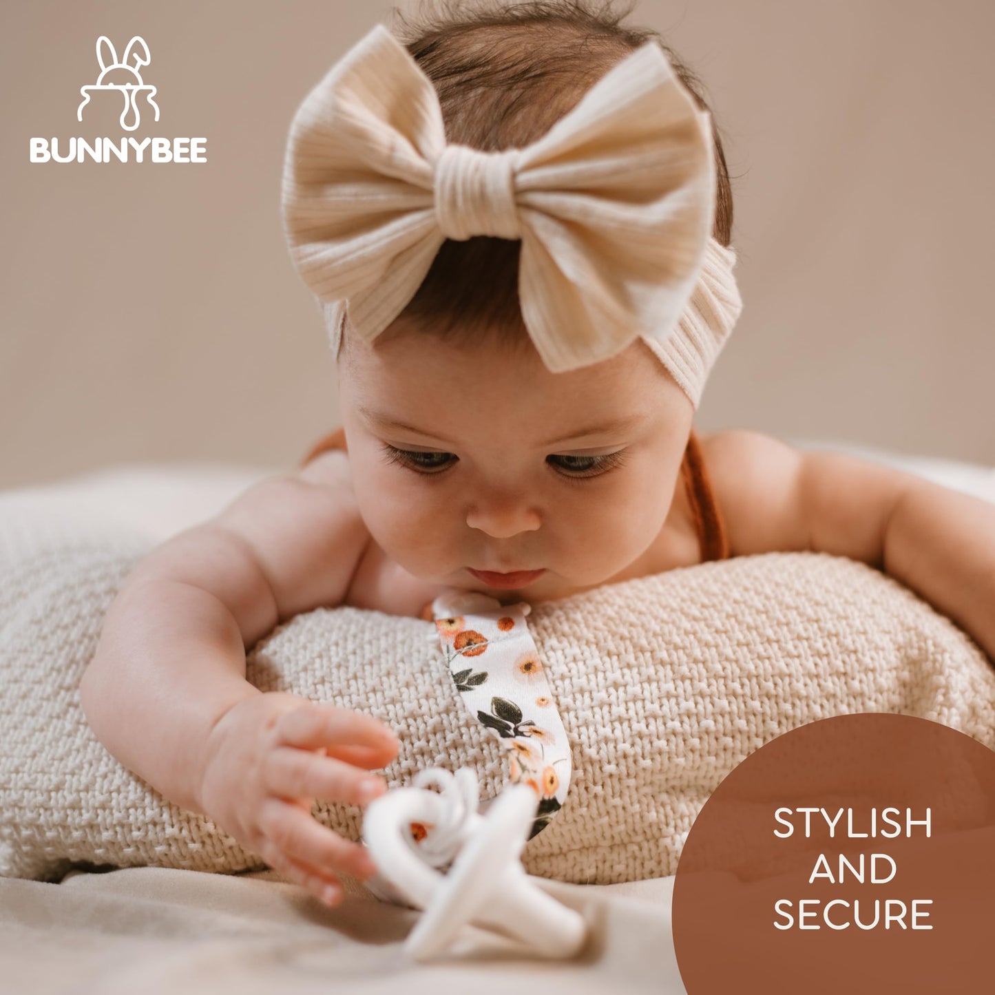 Bunnybee Neutral Pacifier Clip Set, 6 Pack Pacifier Holder Clip For Boys And Girls, Stylish And Practical Baby Binky Teethers, B