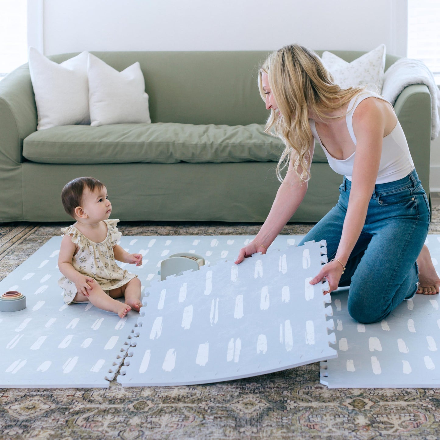 Little Landings Baby Play Mats For Floor - Shoreline (6X6Ft) - Premium Eva Foam Play Mat For Babies & Toddlers - Perfect For Tum