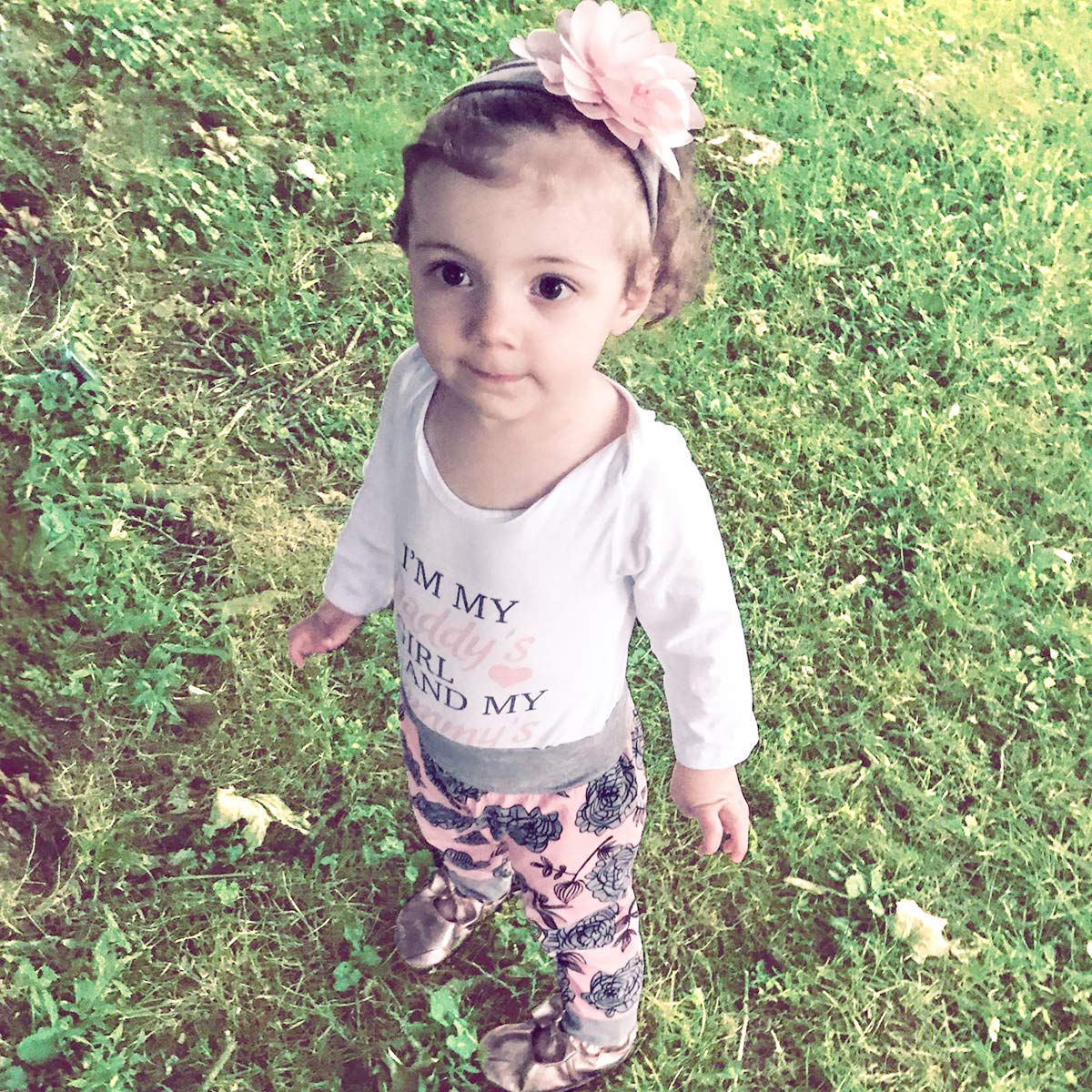 Renotemy Infant Baby Clothes Girl Newborn Outfits Long Sleeve Romper Pants Set 0-3 Months Baby Girl Clothes Outfit Sets