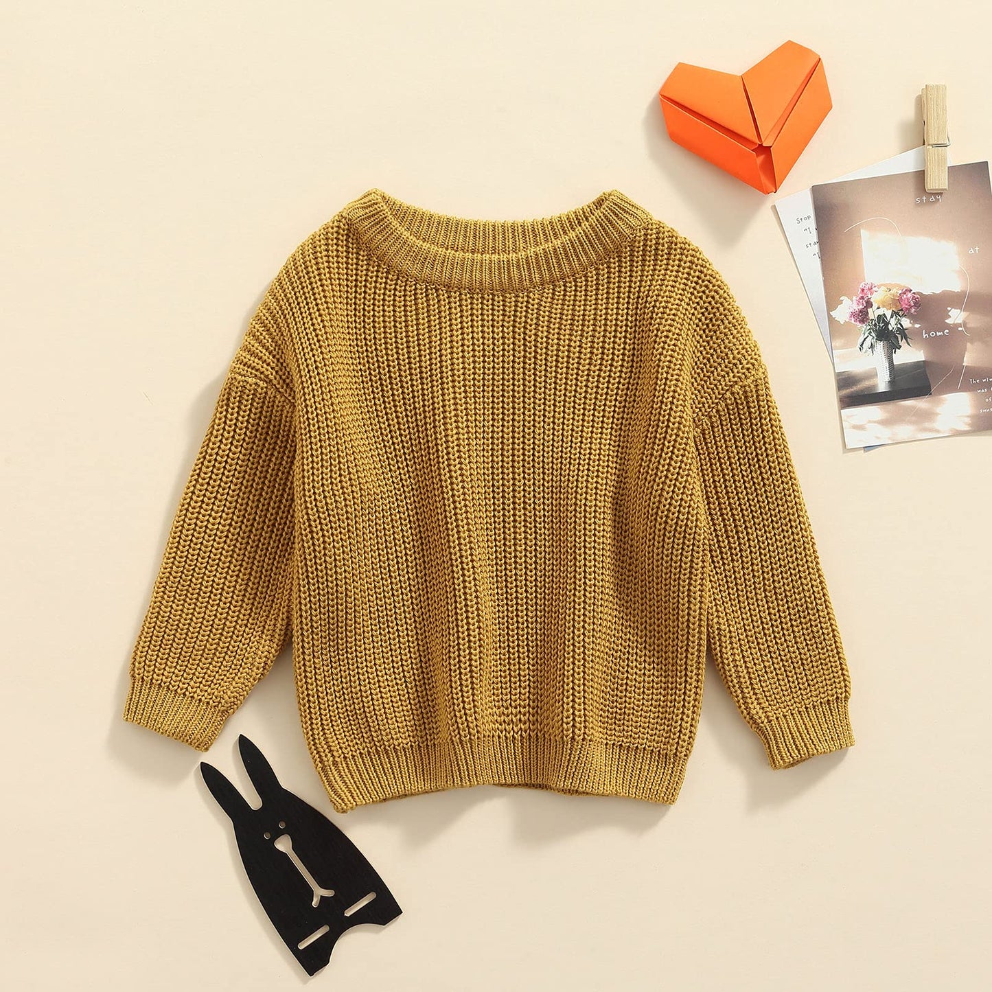 Infant Toddler Baby Girl Boy Knit Sweater Pullover Sweatshirt Long Sleeve Shirt Tops Knitted Fall Winter Clothes (Yellow, 6-9 Mo