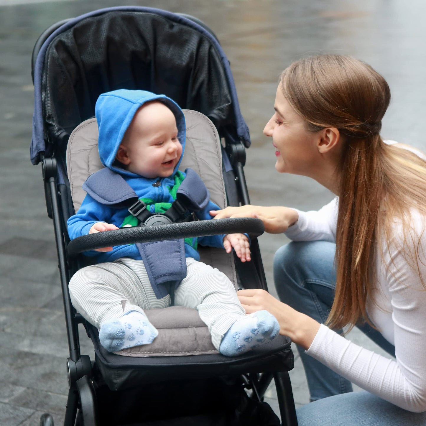 Baby Stroller Cushion,Infant Car Seat Insert-Reversible Universal Breathable And Soft Newborn Stroller Mat, 100% Cotton Cover To