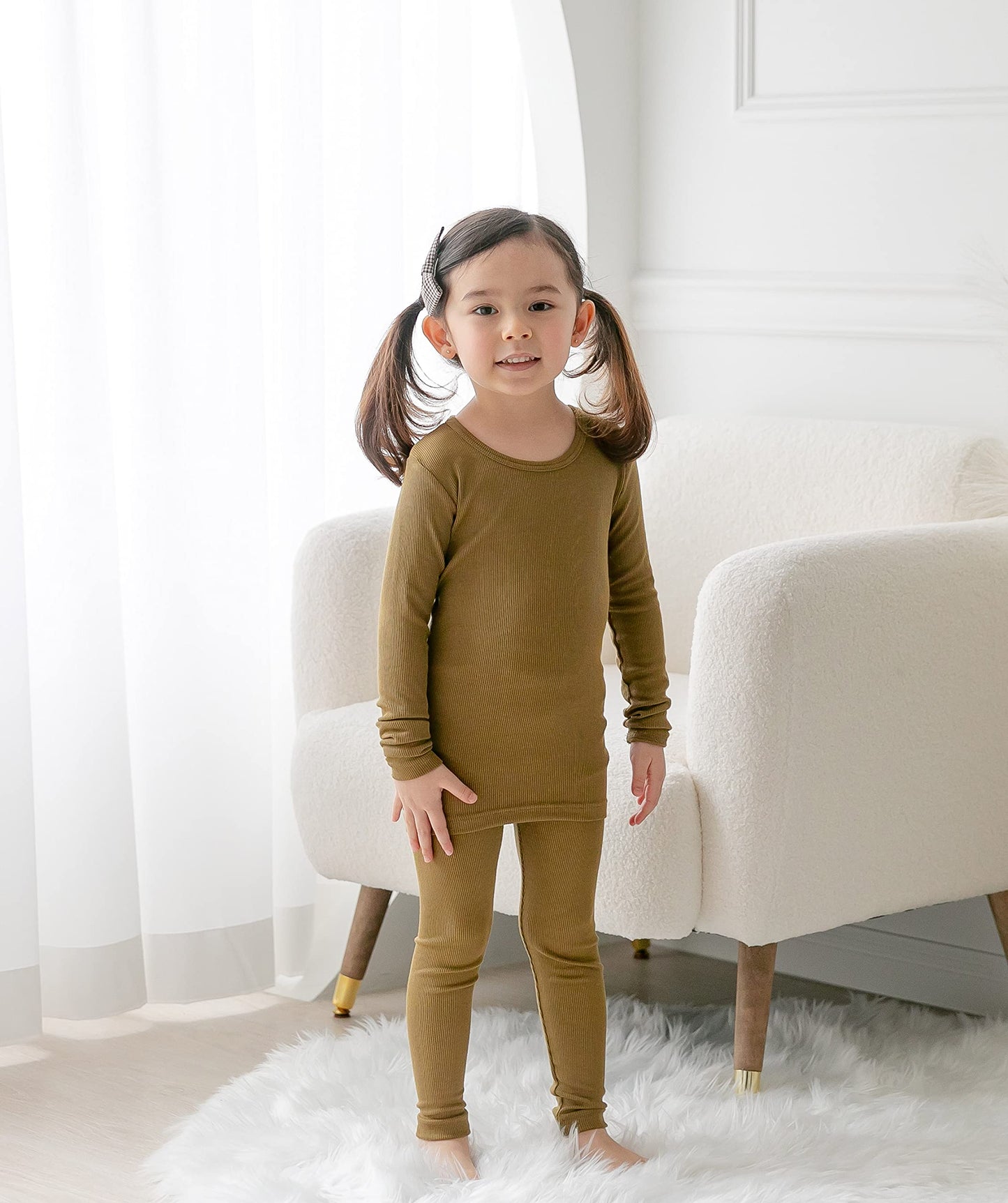 Avauma Baby Boys Girls Pajama Set Kids Toddler Snug Fit Ribbed Sleepwear Pjs For Daily Life Style (Xl/Olive(L))