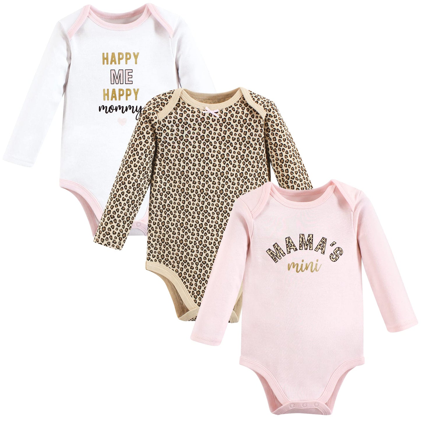 Hudson Baby Unisex Baby Cotton Long-Sleeve Bodysuits, Leopard Mamas Mini, 9-12 Months