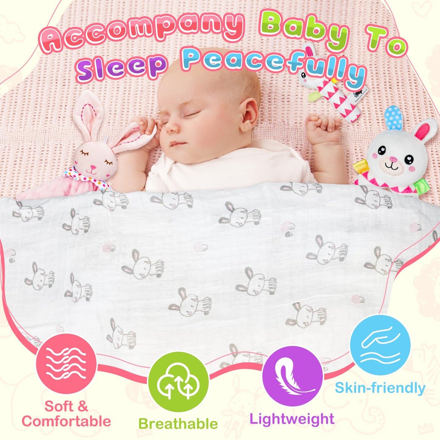 Baby Girl Gifts Newborn Gift Set, 10Pcs Quality & Cute Newborn Baby Essential Stuff New Baby Girl Gift Basket Set, Best Newborn