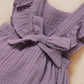 Younger Tree Toddler Baby Girl Ruffled Sleeveless Romper Casual Summer Jumpsuit Cotton Linen Clothes (Light Purple, 6-12 Months)