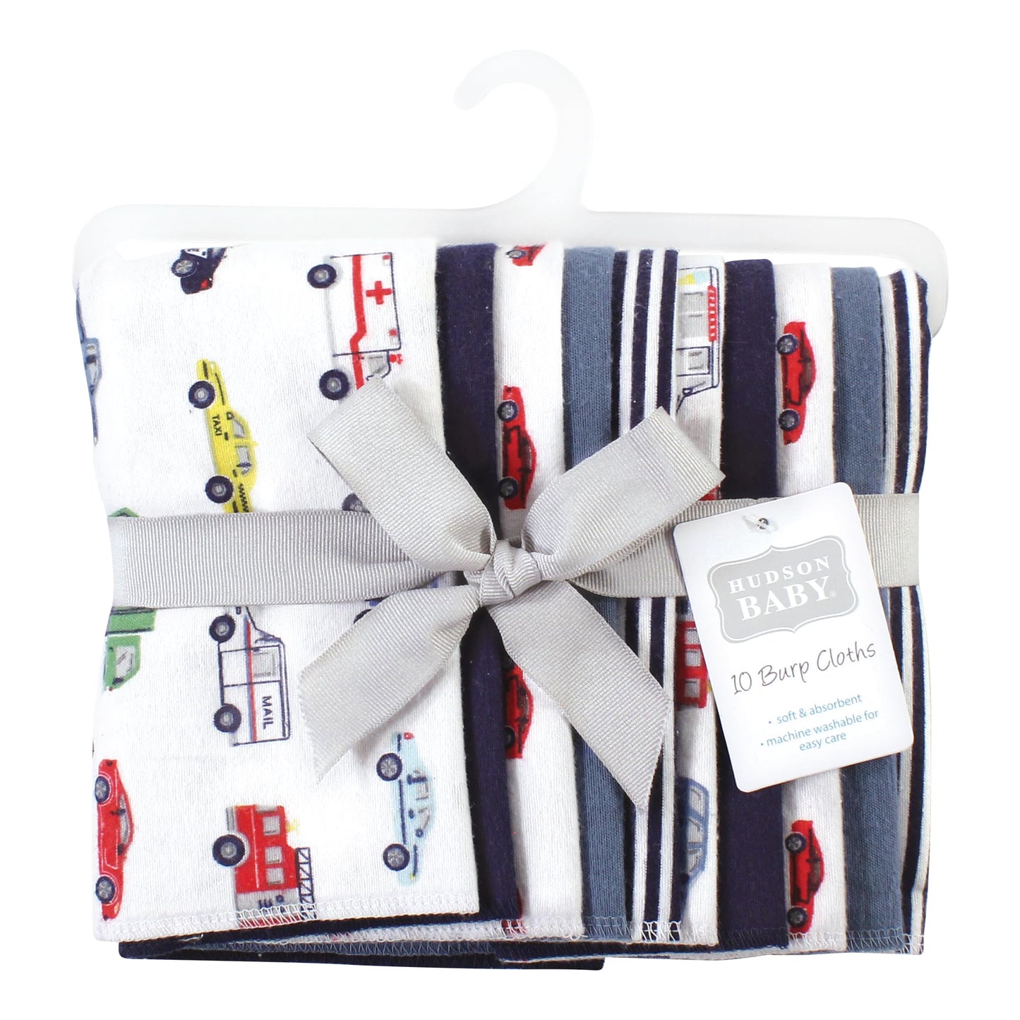 Hudson Baby Unisex Baby Cotton Flannel Burp Cloths, Going Places 10 Pack, One Size