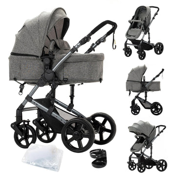 2 in 1 Baby Stroller Reversible Portable Standard Baby Stroller Convertible Pushchair Infant Buggy Baby Carriage Foldable High L