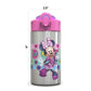 Zak Designs Disney Minnies Happy Helpers - Stainless Steel Water Bottle With One Hand Operation Action Lid And Built-In Carrying