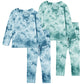 Jimonda Kids Toddler Soft Rayon From Bamboo Pajamas Long Sleeve Boys Girls Sleepwear Outdoor 4pcs Set Tops&Pants Tie Dye Pj, Blu
