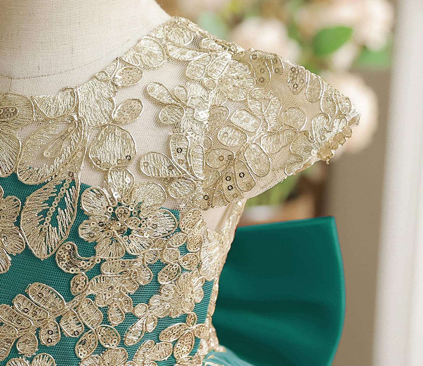 Nnjxd Baby Girl Dress Flower Embroidery Princess Tutu Pageant Party Gown 2006 Green Size(80) 6-12 Months