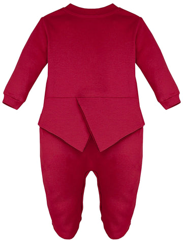 Lilax Baby Boy Gentleman Tuxedo Footie Christmas Holiday Outfit With Bow Tie 9M Red