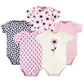 Touched By Nature Unisex Baby Organic Cotton Bodysuits, Blossoms, 18-24 Months
