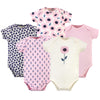 Touched By Nature Unisex Baby Organic Cotton Bodysuits, Blossoms, 6-9 Months