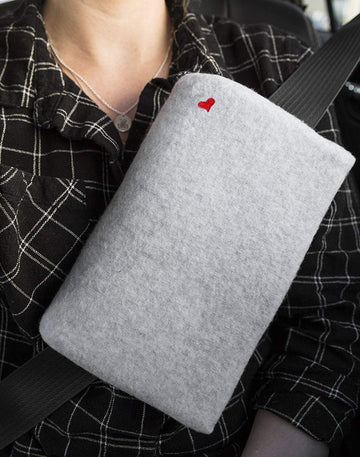 The Breast & Chest Buddy - Seatbelt Cushion For Open Heart Surgery, Mastectomy And Chest Reconstruction Sites - Solid Gray With