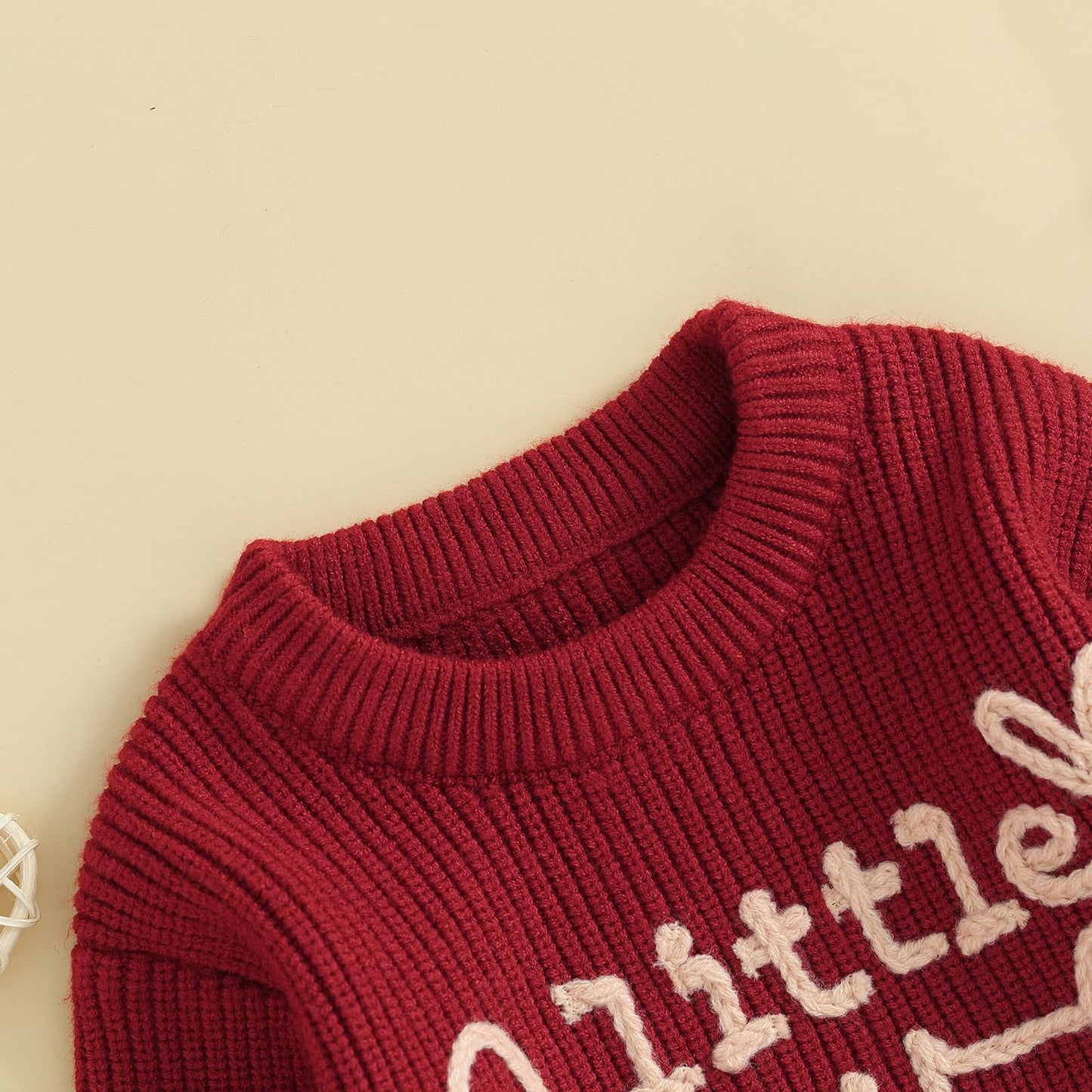 Baby Girl Valentines Day Outfit Toddler Valentines Day Sweater Love Embroidery Crewneck Pullover Sweatshirt Top(E-Red Little Lov