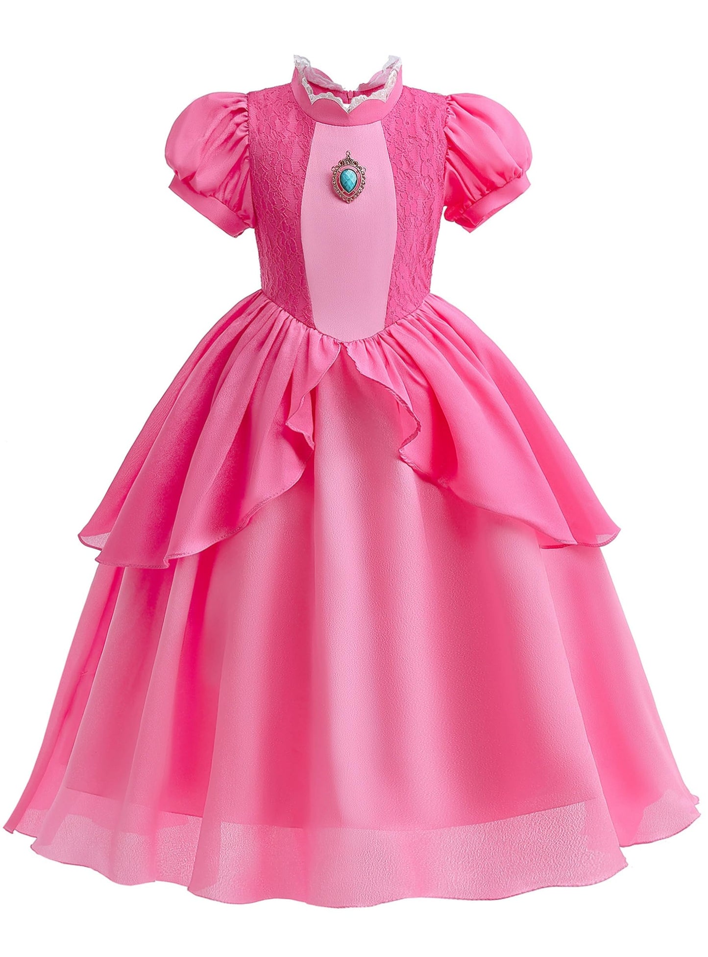 Princess Peach Costume For Little Girl'S Dress Up With Crown Gloves Wand Earrings - Princess Peach Dress For Kids 2T 3T