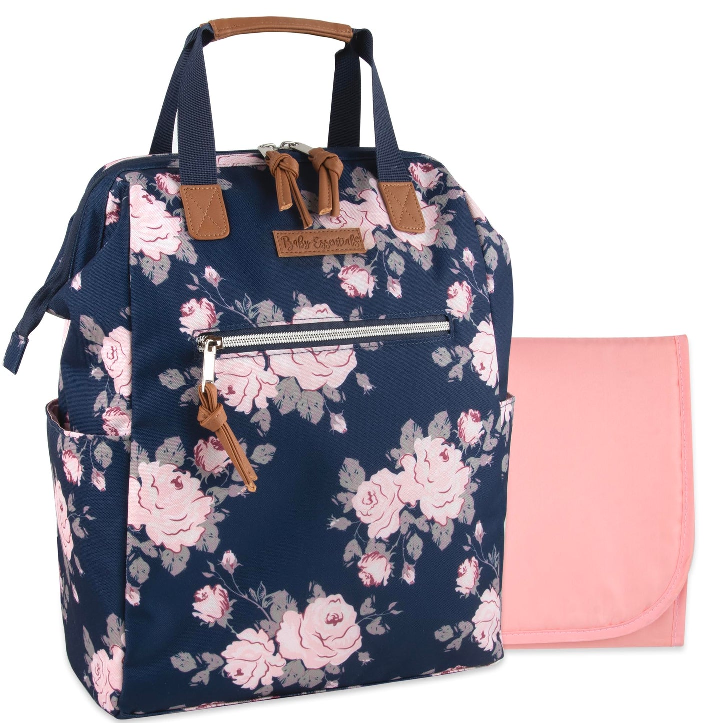Baby Essentials Super Cooler Main Frame Diaper Backpack with Changing Pad, Stroller Straps, Insulated Bottle Compartment