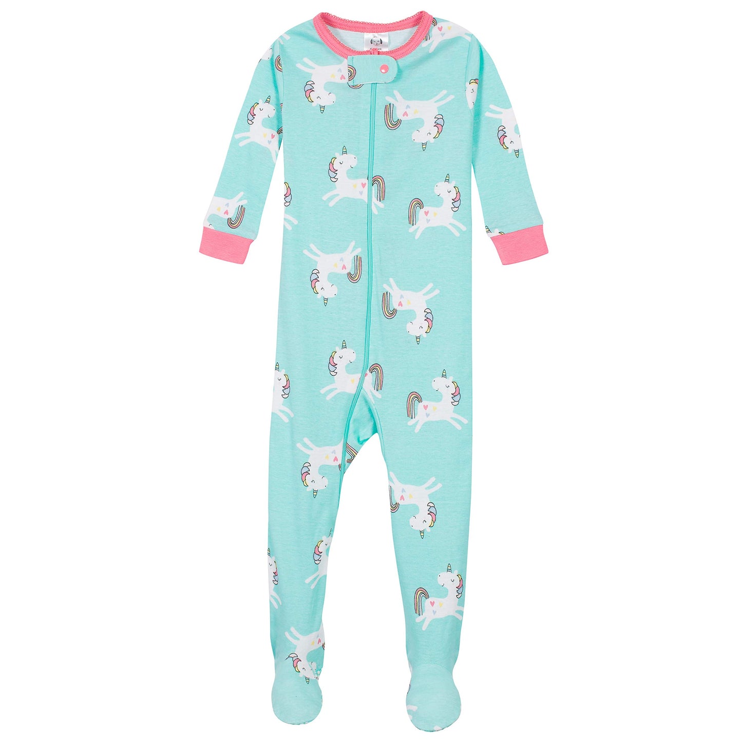 Gerber Baby Girls' 4-Pack Footed Pajamas, Unicorns Cats Pink, 9 Months