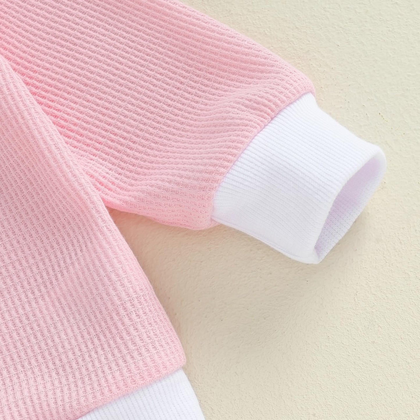 Kupretty Toddler Baby Girl Valentines Day Outfits Heart Waffle Knit Sweatshirts And Pants Set Fall Winter Spring Clothes (Light