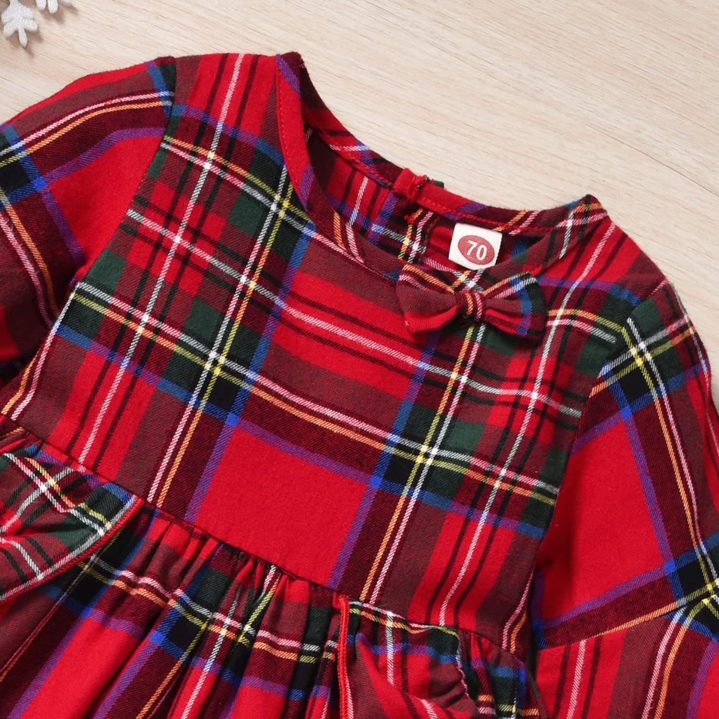 Minifeiko Baby Girl Christmas Outfit 2Pcs Red & Green Tartan Plaid Tunic Top + Leggings Clothes Set (Red & Green Plaid, 0-6 Mont