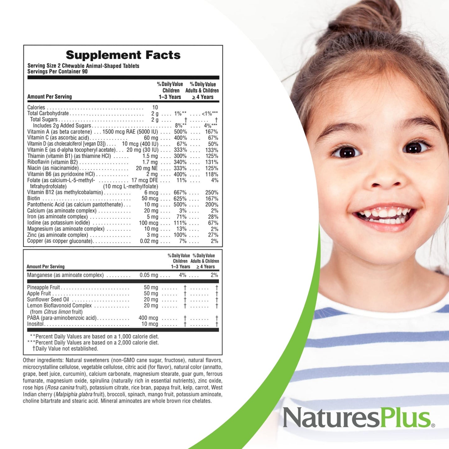 Natures Plus Animal Parade Children'S Chewable Multivitamin - 180 Animal-Shaped Tablets, Pack Of 2 - Natural Assorted Flavors -