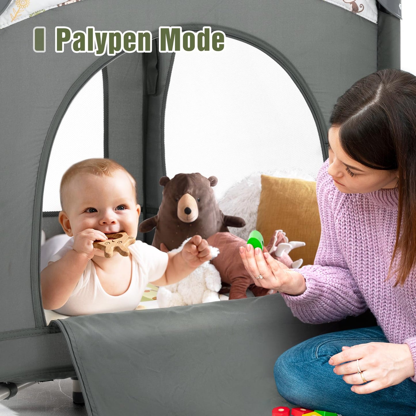 Soobaby 5 In 1 Infant Newborn Baby Crib,Baby Bassinet Bedside Cribs,Pack And Play And Changing Table,Portable & Music Box,Portab