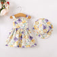 Baby Girl Clothes Summer Purple Dress Infant Boho Short Sleeve Dresses Floral Baby Outfit Baby Girl Gifts 3-6 Month Girl Clothes