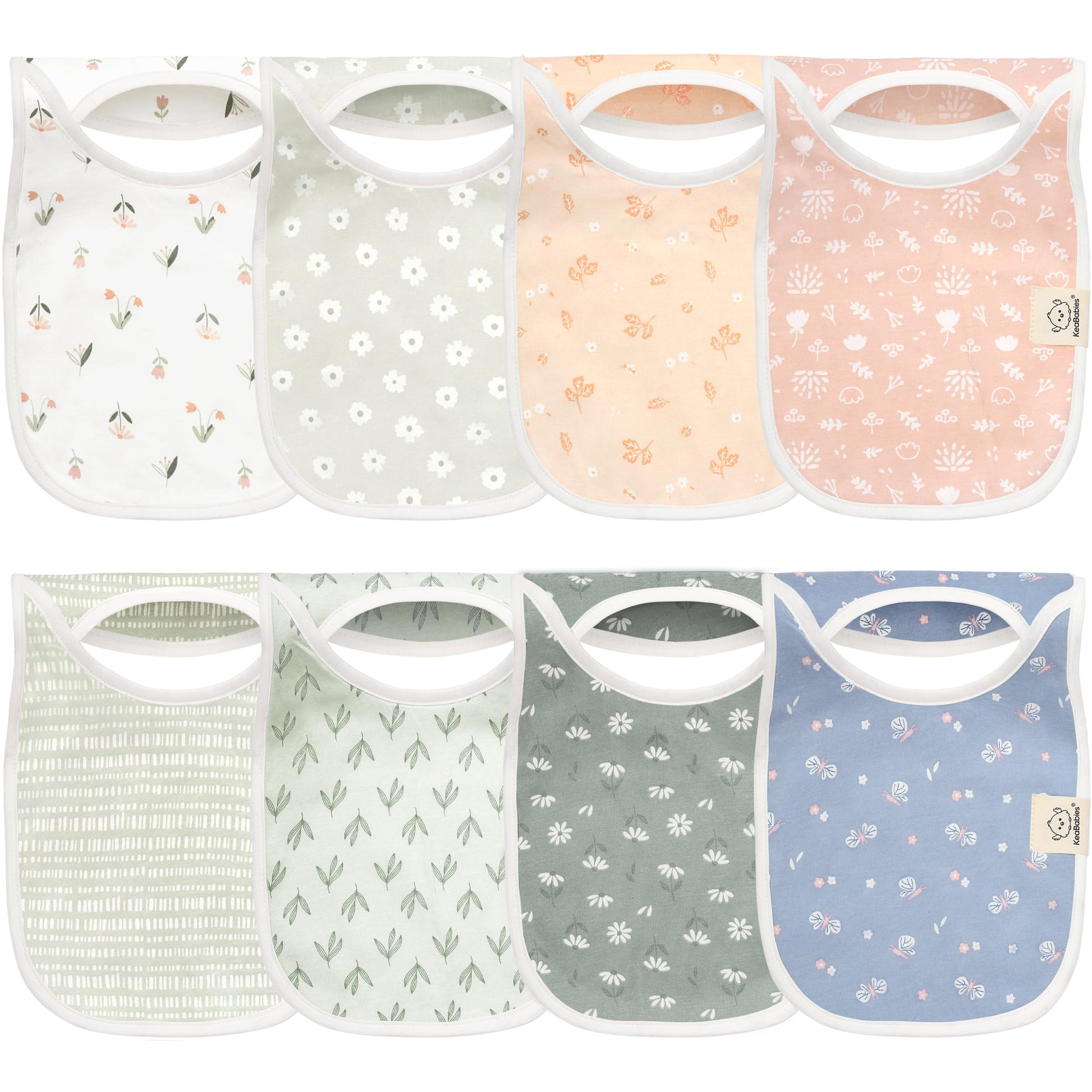 KeaBabies 8-Pack Baby Bibs for Boys, Girls - Pullover Bibs for Drooling Teething Baby Girl & Boy Toddler, Newborn, Soft & Absorb