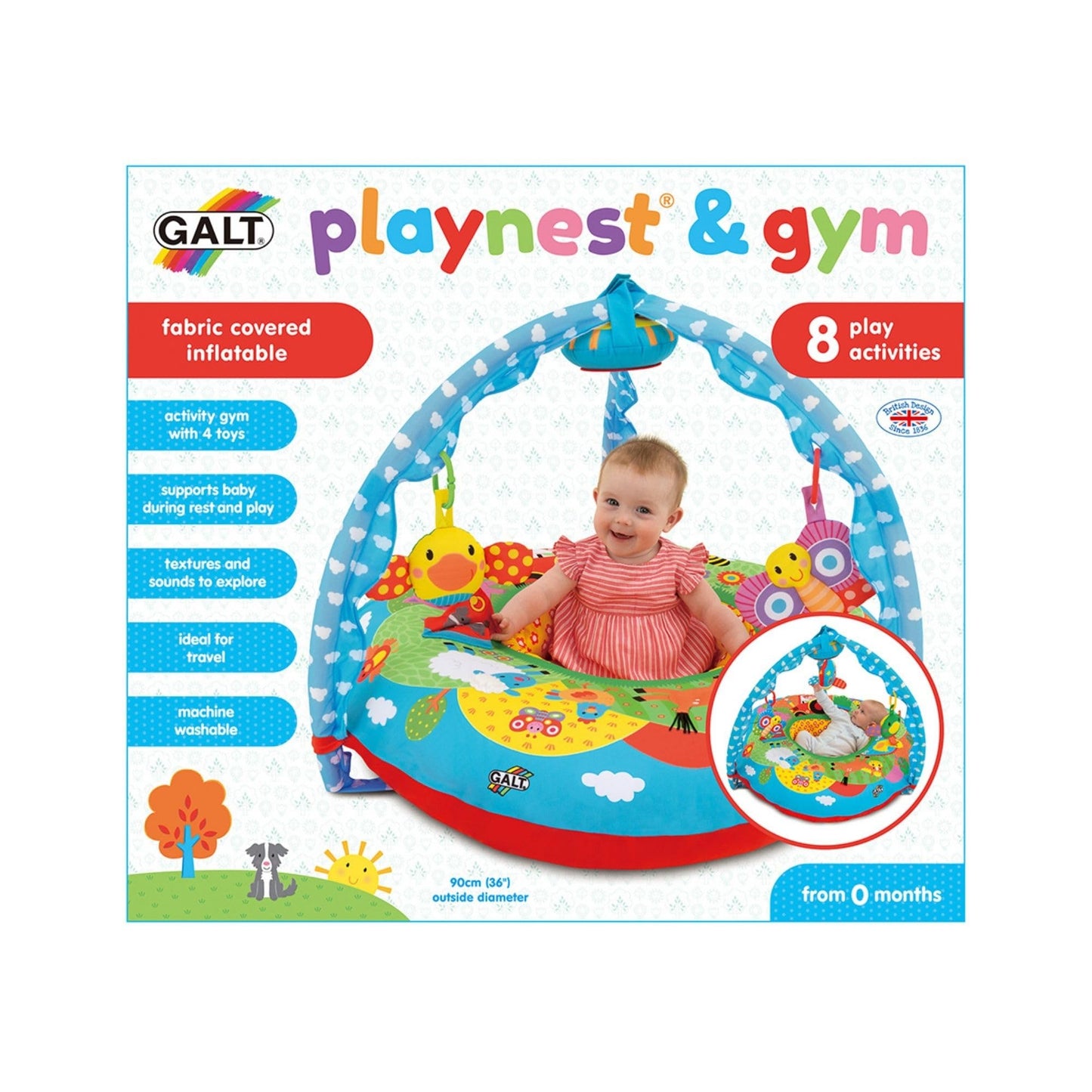 Galt Toys, Playnest & Gym - Farm, Baby Activity Center & Floor Seat, Includes 1 X Inflatable Ring