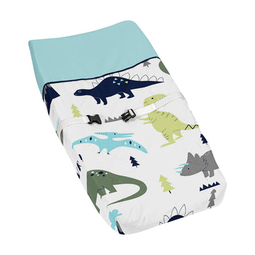 Blue And Green Modern Dinosaur Girls Boys Baby Changing Pad Cover