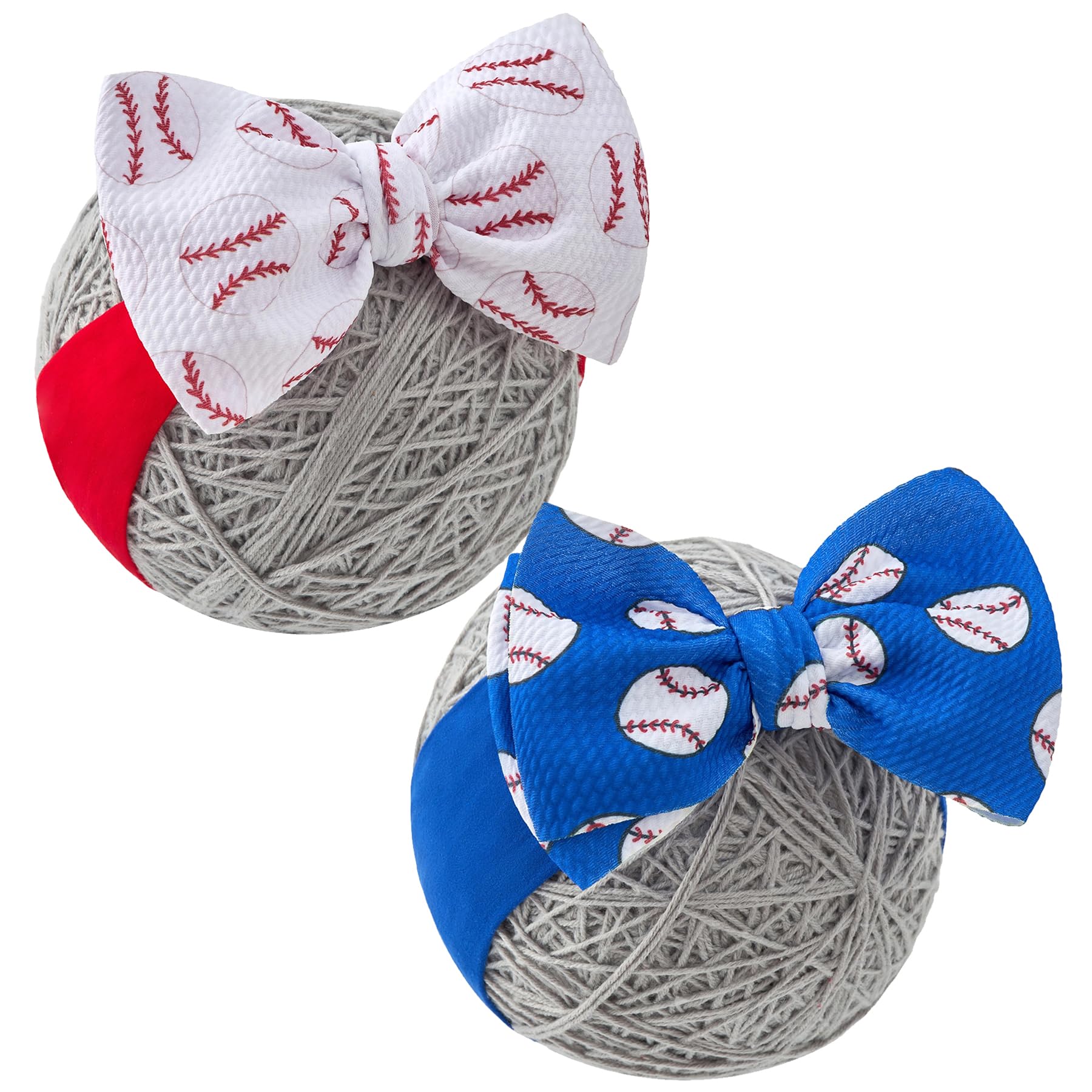 QFV Baby Girl Bows Newborn Headband 0-6 Months Infant Big Bows for Birthday/Baby Shower/Photography/Baby Gifts (Blue Ball& whte 