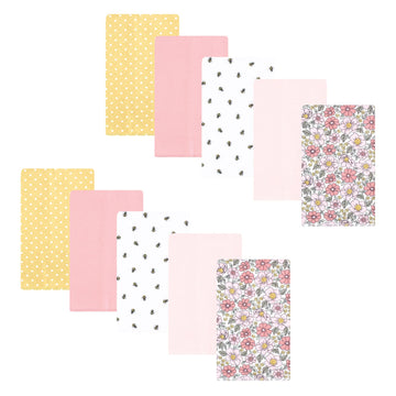 Hudson Baby Unisex Baby Flannel Burp Cloth 10Pk, Pink Yellow Pretty Floral, One Size