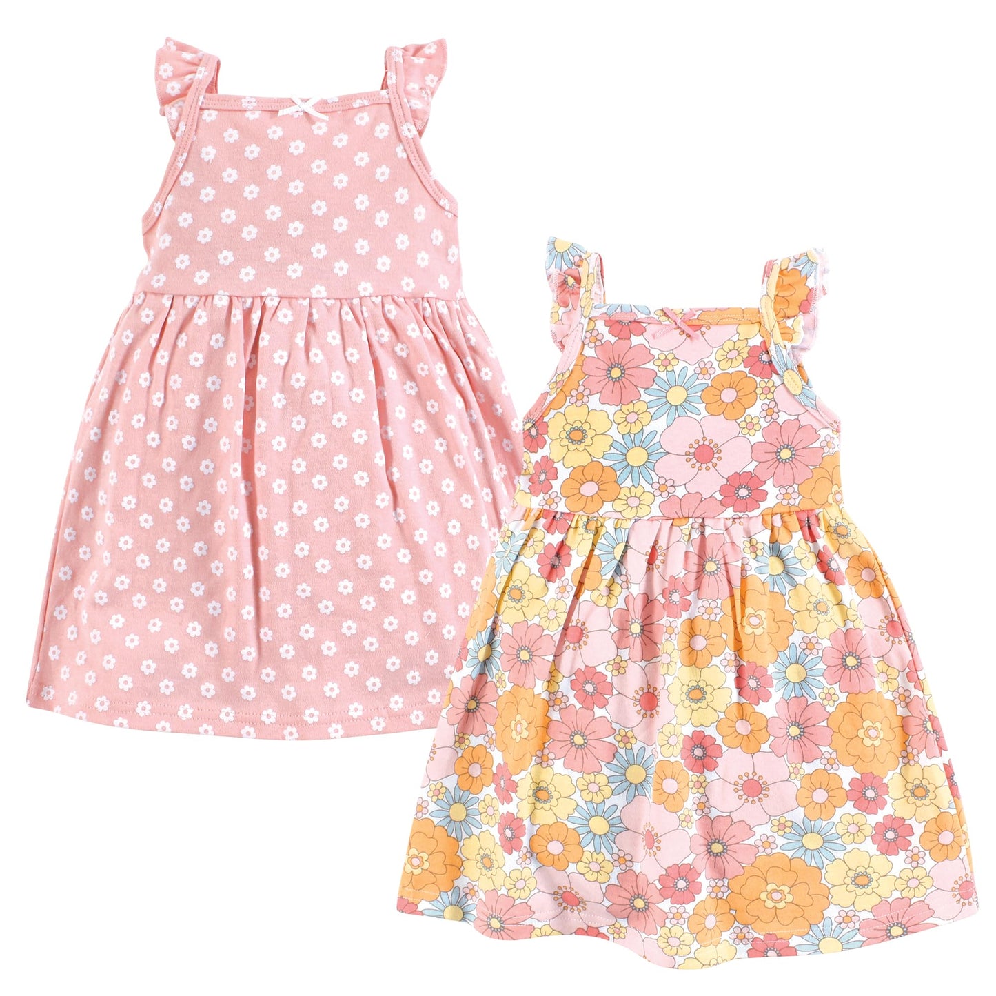 Hudson Baby Baby Girls Cotton Dresses, Peace Love And Flowers, 4T