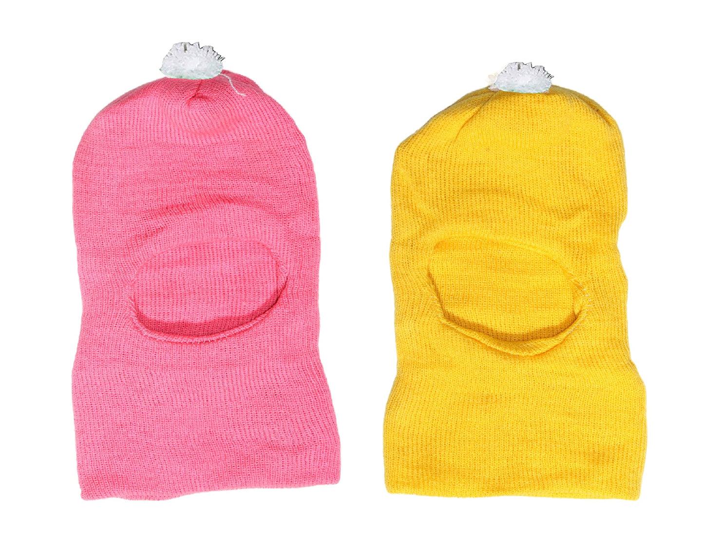 Ketkar Unisex Monkey Cap, Made Of Soft Woolen For Better Comfort And Design_Pack Of 02(Light Pink|Yellow,06 Months)