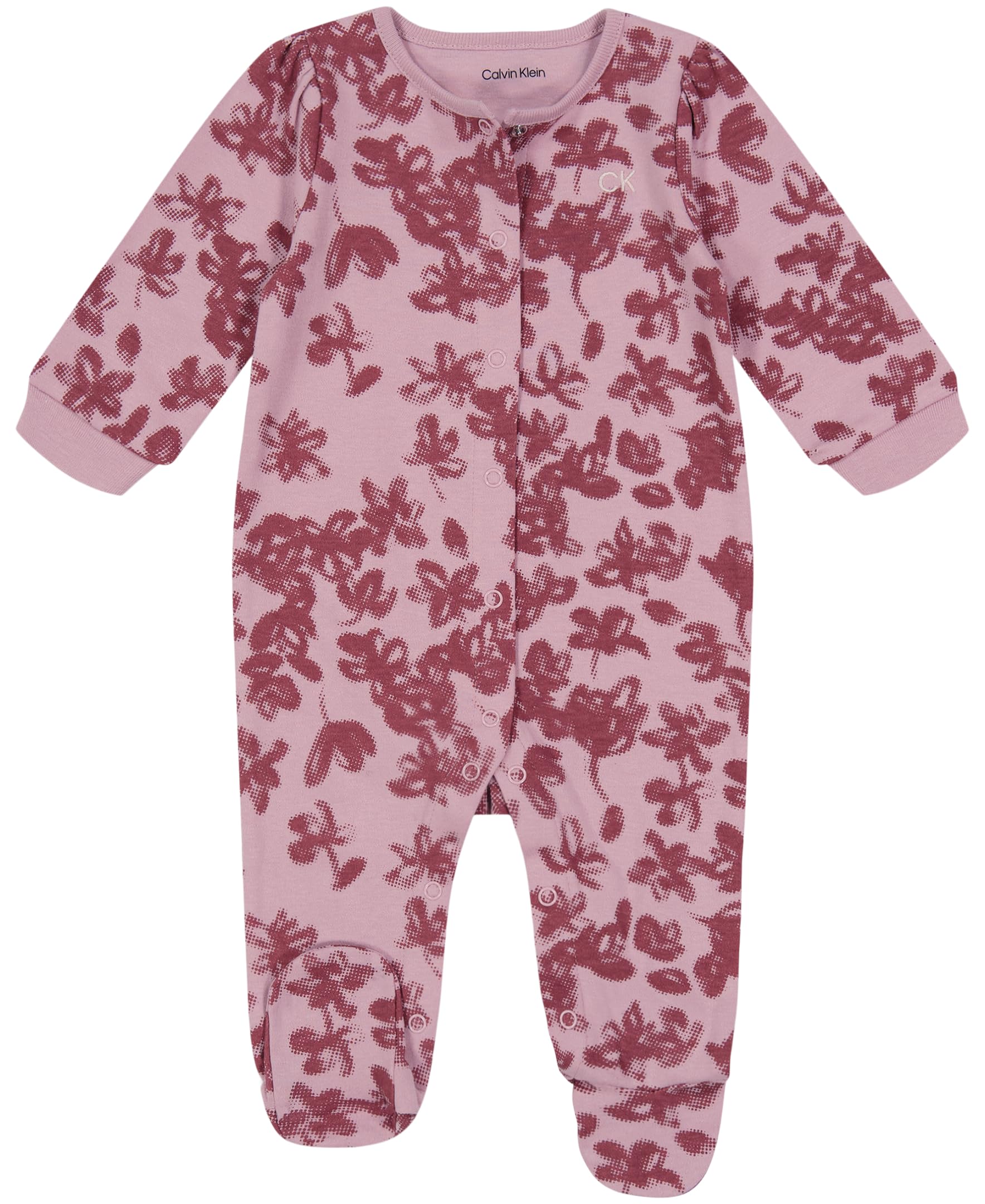 Calvin Klein Baby Girls Footed Coverall, Everyday Casual Wear, Ultra-Soft & Comfortable Fit, Heavenly Pink/Egret