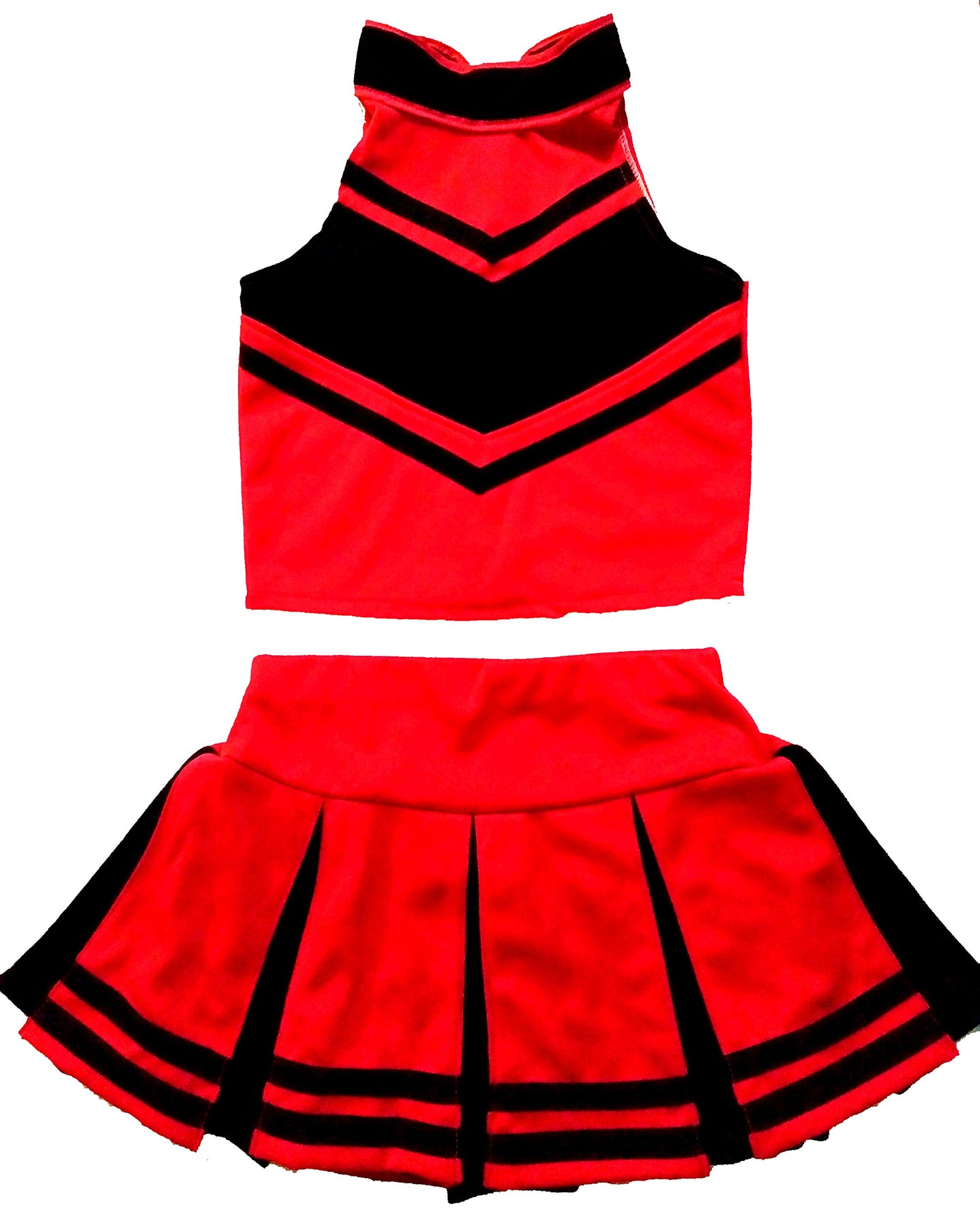 Total 2550 Little Girls' Cheerleader Cheerleading Outfit Uniform Costume Cosplay Halloween Red/Black (L / 8-10)